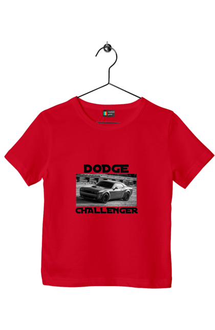 Children's t-shirt with prints Dodge challenger. An american legend, auto, car, classic car, cult car, dodge challenger, powerful car, zhmasl kar. 2070702