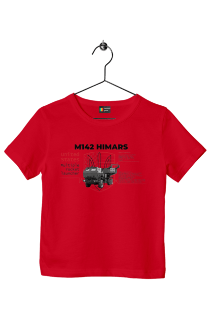 Футболка дитяча з принтом "M142 HIMARS англійська". Himars, m142 himars, залужний, зброя. 2070702