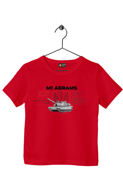 Children's t-shirt with prints M1 Abrams. Abrams, industrious, m1 abrams, tank, weapon. 2070702