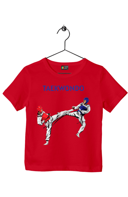 Футболка детская с принтом Taekwondo training02 [Converted]. Taekwondo, боевое искусство, корея, спорт, таэквондо, тренировка. 2070702