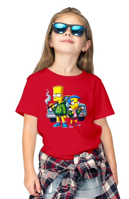 Children's t-shirt with prints Bart Breaking Bad. Bart, breaking bad, cartoon, character, laboratory, milhouse, serial, simpson, simpsons. 2070702