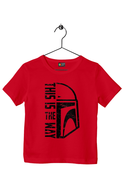 Children's t-shirt with prints This is the way. Baby yoda, cinema, disney, distressed, mandalorian, mandalorian helmet, movies, star wars, television series. 2070702