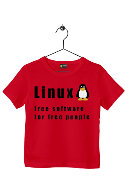 Футболка дитяча з принтом "Linux Вільний Для Вільних". Linux, адміністратор, айті, айтішник, безкоштовна, безкоштовно, вільна, доступність, незалежність, операційна система, ос, пінгвін, програміст, програмне забезпечення, свобода, сервер, сисадмін, система, системний адміністратор, софт, текст, чорний. 2070702