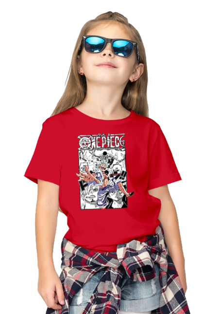 Children's t-shirt with prints One Piece Luffy. Anime, luffy, manga, monkey de luffy, one piece, pirates. 2070702