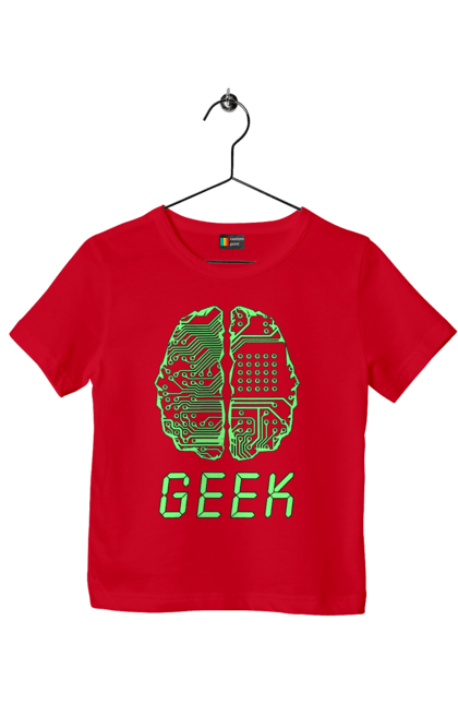 Футболка дитяча з принтом "Гик Мозок Неоновий". Айті, айтішник, гик, друкована плата, зелений, знання, інженер, кібер, кібернетика, кіборг, код, комп, комп’ютерник, кристал, мікросхема, мозок, неон, неоновий, програміст, професіонал, професія, розробник, розум, світиться, світло, чіп. 2070702