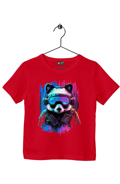 Футболка дитяча з принтом "Панда в VR шолом". Віртуальна реальність, гік, панда, персонаж, шолом. 2070702