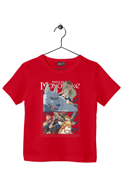 Children's t-shirt with prints Princess Mononoke. Adventure, anime, fantasy, ghibli, hayao miyazaki, princess mononoke, studio ghibli. 2070702