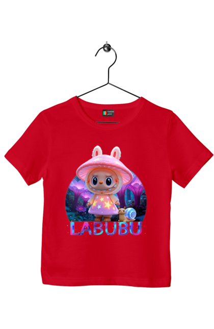Футболка дитяча з принтом "Лабубу". Брелок лабубу, іграшка лабубу, лабубу, лабубу кока кола, лялька лабубу, мерч лабубу, мила, рожева лабубу, смішна лабубу. 2070702