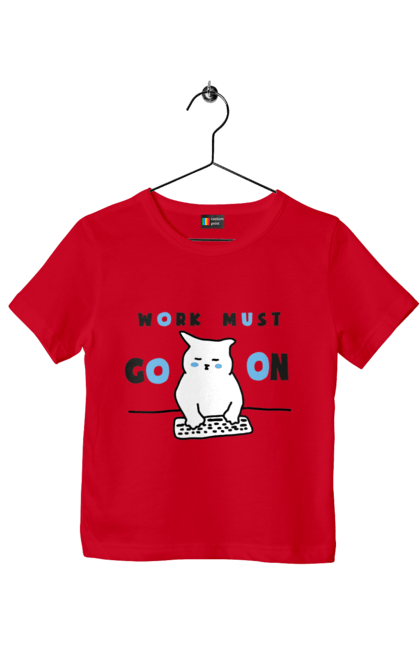 Children's t-shirt with prints Work must go on. Cat, cats, work. 2070702