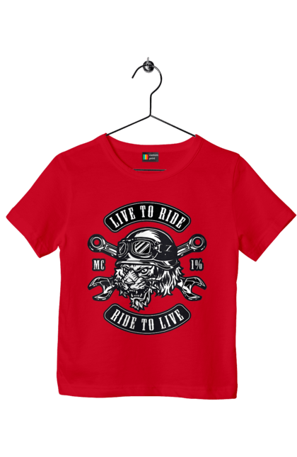 Children's t-shirt with prints Live To Ride, Tiger. Moped, tiger, to ride. 2070702