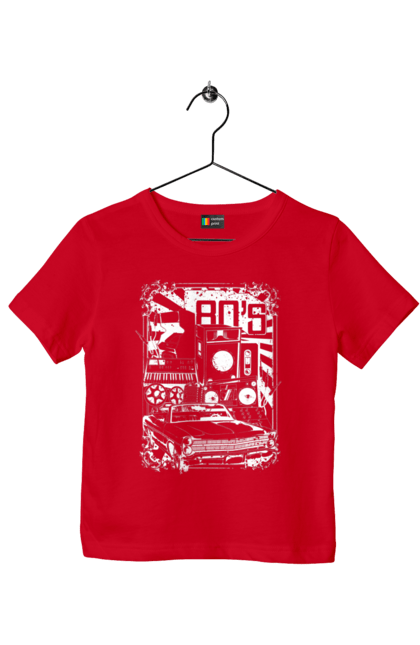 Футболка дитяча з принтом "80 Е, Машина І Музика". 80, 80ті, машина, музика. 2070702