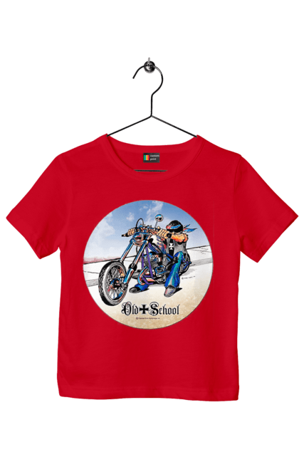 Children's t-shirt with prints Old school. Auto moto, motorcycle, music band, old hardening, performers, rock band. 2070702