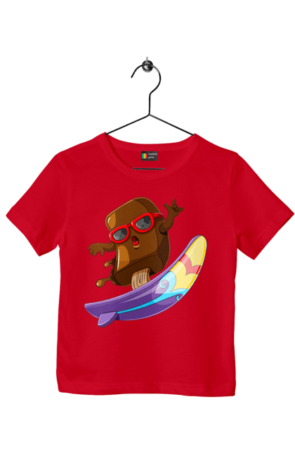 Футболка детская с принтом Мороженко На Серфе. Лето, мороженое, очки, серфинг. 2070702
