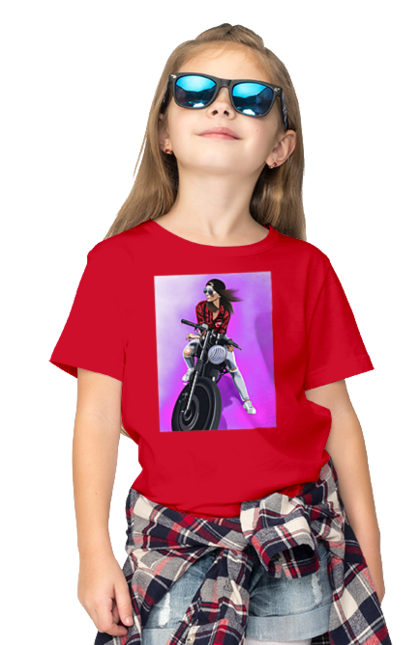 Футболка дитяча з принтом "Дівчина Байкер". Байк, байкер, гонка, дівчина, мото, мотор, мотоцикл, поїздка, стиль, стиль життя. 2070702