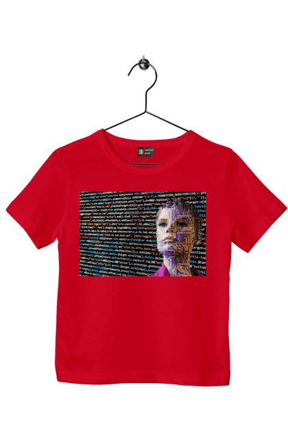 Футболка дитяча з принтом "Штучний Розум". Айті, айтішник, гик, жінка, знання, інженер, інтелект, кібер, кібернетика, кіборг, код, комп, комп`ютерник, кристал, машинне навчання, мікросхема, мозок, портрет, програміст, професіонал, професія, розробник, розум, світиться, світло, хакер, чіп, штучний інтелект, штучний розум. 2070702