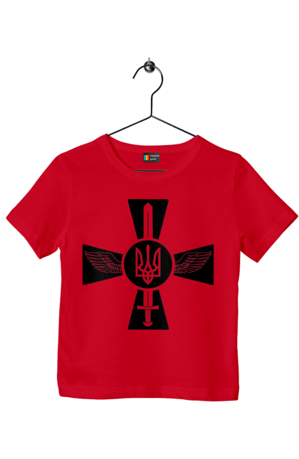 Футболка дитяча з принтом "Україна герб". Герб, крила, меч, україна. 2070702