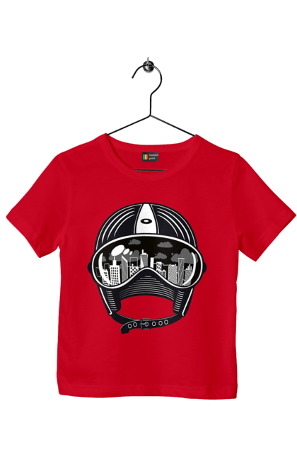 Children's t-shirt with prints Helmet And City. City, helmet, speed. 2070702
