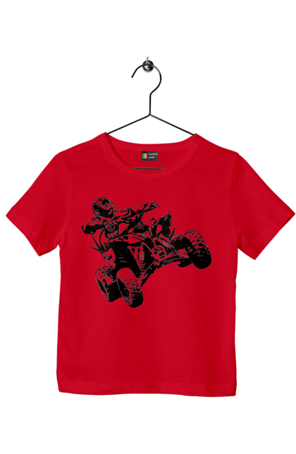 Children's t-shirt with prints Man On Atv Black. Atv, extreme, race. 2070702