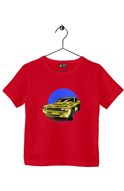 Футболка дитяча з принтом "Український спорткар". Авто, додж челенджер, маслкар, машина, потужне авто, спорткар, український спорткар, швидкість. 2070702