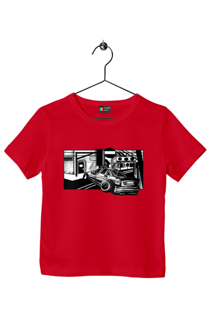 Футболка детская с принтом Опасный Автомобиль на дорогах улиц. Автомобиль, быстрый, гонки, машина, опасный, черно-белый. 2070702