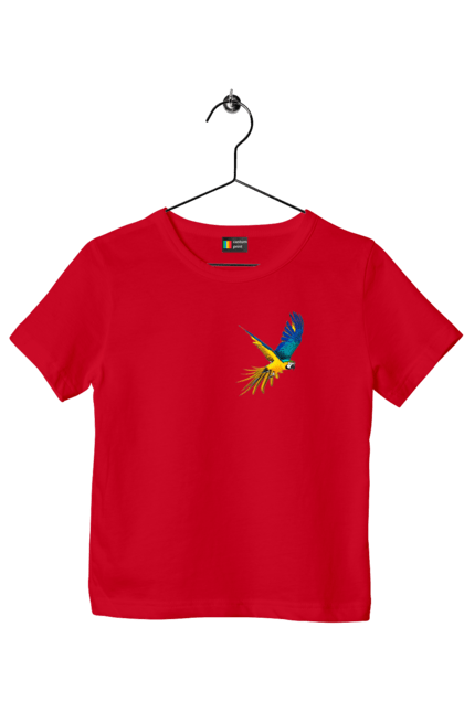 Футболка дитяча з принтом "Папуга українець". Екзотика, папуга, патріот, пташка, символіка, україна. 2070702