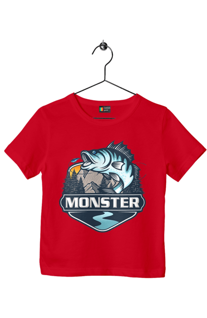 Футболка дитяча з принтом "Рибалка". Монстер, рибак, рибалка, хоббі. 2070702