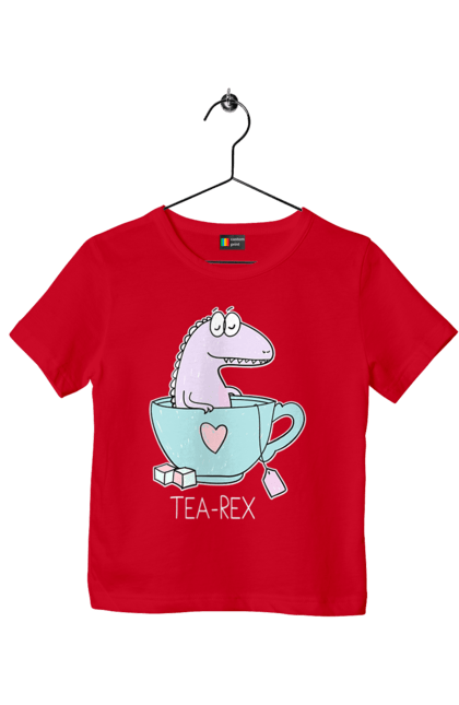 Футболка дитяча з принтом "Динозавр прінмаем в чашці чай". Динозавр, релакс, чай, чашка. futbolka.stylus.ua