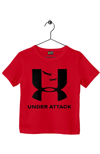 Футболка дитяча з принтом "Under Attack black". Андер армор, бренди, гумор, приколи, прикольні, ундер армор. 2070702