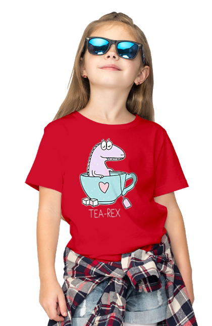 Футболка дитяча з принтом "Динозавр прінмаем в чашці чай". Динозавр, релакс, чай, чашка. futbolka.stylus.ua