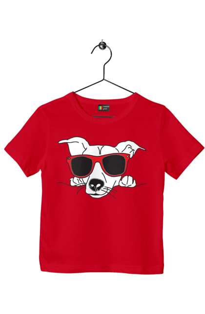 Children's t-shirt with prints The Dog Peeks Out. Dog, glasses, peep out. 2070702