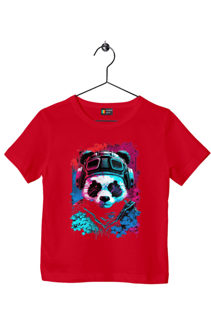 Футболка дитяча з принтом "Панда в VR шолом". Віртуальна реальність, гік, панда, персонаж, шолом. 2070702