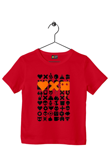 Children's t-shirt with prints Robotization. Code, life of robots, love cars, love robots, machine code, robot, robotic love, work and love, work in life. 2070702