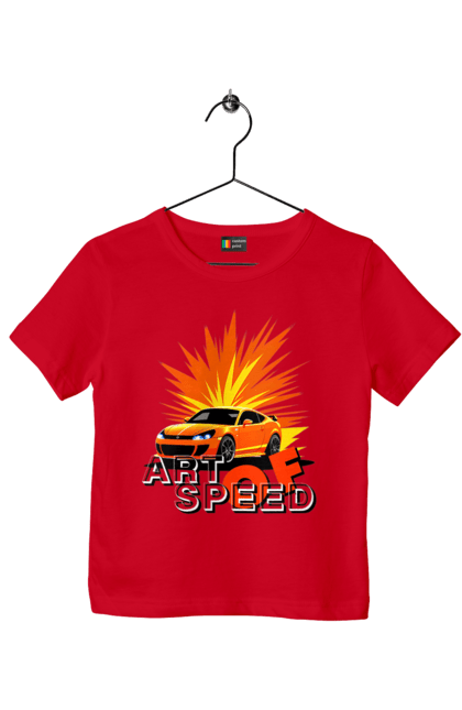 Футболка детская с принтом Искусство скорости. Авто, автолюбитель, водитель, машина, скорость. 2070702