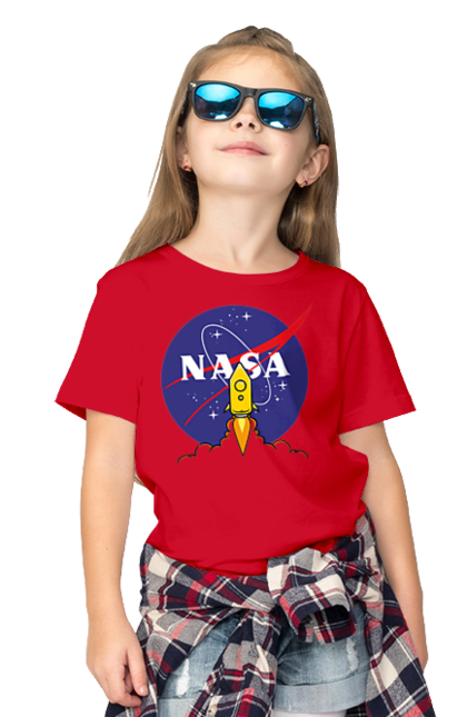 Children's t-shirt with prints NASA. Aeronautics, astronautics, aviation, nasa, research, rocket, science, space, technologies, usa. 2070702