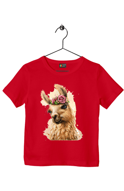 Children's t-shirt with prints Lama Portrait. Animal, lama, portrait. 2070702