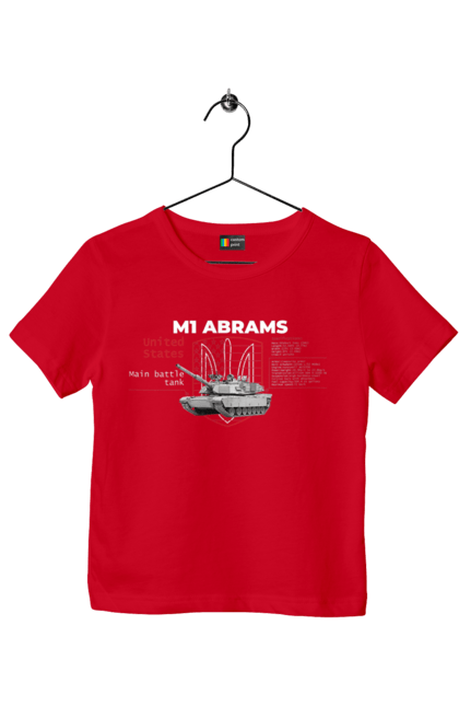 Футболка детская с принтом M1 Abrams английский. Abrams, industrious, m1 abrams, tank, weapon, залужный, оружие, танк. 2070702