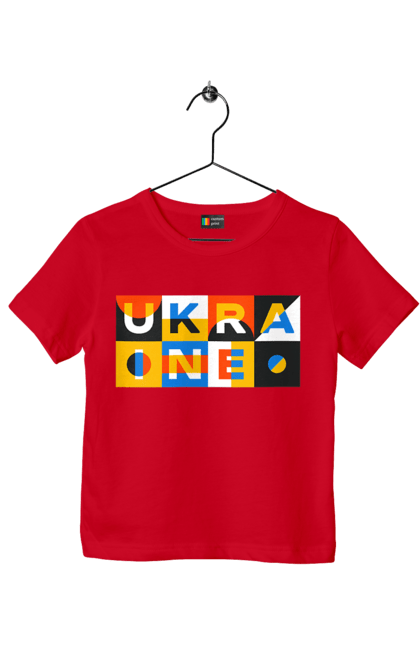 Футболка дитяча з принтом "Україна". Напис україна, символ україни, текст україна, україна. 2070702