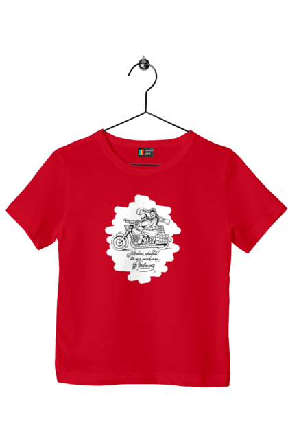 Футболка дитяча з принтом "Шевченка на мотоциклі". Вірш, енеїда, книги, кобзар, мотоцикл, українка, шевченка. 2070702