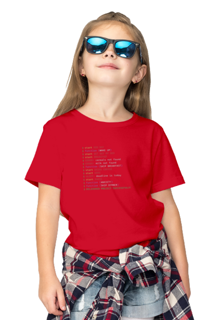 Футболка дитяча з принтом "Життя програміста". Angular, c, css, html, it, javascript, jquery, php, python, react, svelt, vue, айтишник, айті, гумор, код, кодувати, прогер, програміст, програмісти, ти ж, ти ж програміст, тиж програміст. aslan