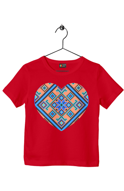 Футболка дитяча з принтом "Серце вишивка". Вишиванка, вишивка, вишивка хрестиком, люблю україну, серце, символи україни, традиції україни, україна. 2070702