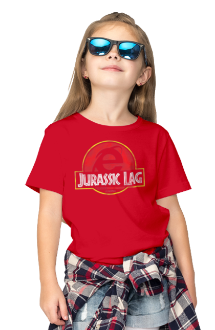 Children's t-shirt with prints Jurassic lag. Antiquity, browser, ie, internet explorer, jurassic park, lag, microsoft, not, windows. 2070702