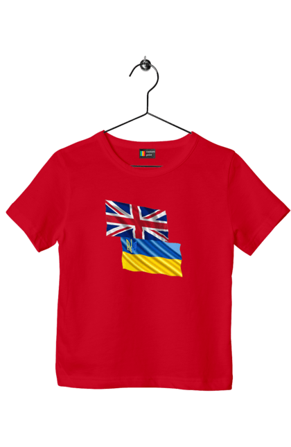 Children's t-shirt with prints Flag United Kingdom, Flag Ukraine, Support Ukraine. Flag united, flag united kingdom, global peace, great britain, kiev, national colors, national team, peace for ukraine, proud grandpa, support ukraine, ukraine, ukraine flag, ukraine war, united kingdom, war, zelensky. 2070702