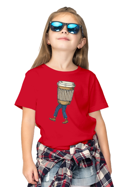 Children's t-shirt with prints Coffee Man. Coffee, coffee lover. 2070702