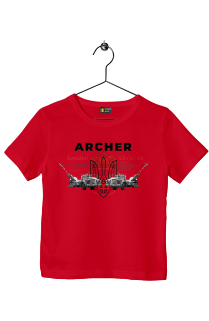 Футболка дитяча з принтом "Archer". Archer, bayraktar, caesar, himars, javelin, nlaw, patriot, weapon, zaluzhny. 2070702