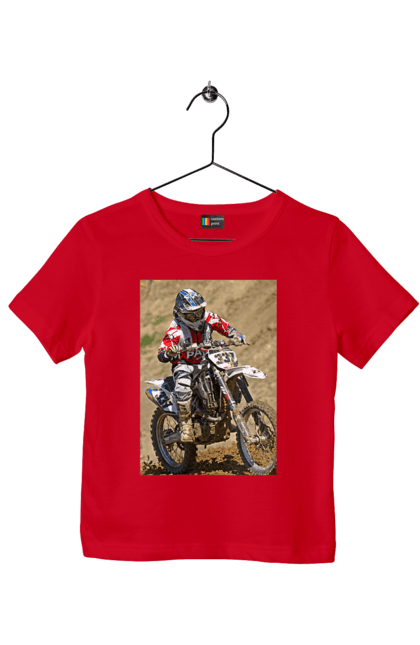 Children's t-shirt with prints MOTOR RACER. Athlete, moto, motor racer, motorbike, sport. 2070702