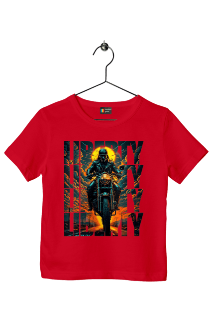 Футболка дитяча з принтом "Байкер". Байкер, мотоцикліст, подорожі, свобода, туризм. 2070702