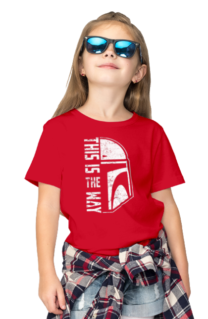 Children's t-shirt with prints This is the way. Baby yoda, cinema, disney, distressed, mandalorian, mandalorian helmet, movies, star wars, television series. 2070702