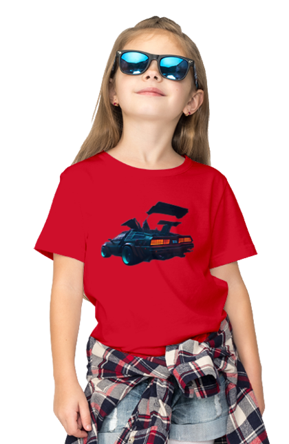 Children's t-shirt with prints DeLorean from back to the future. Car, delorean, from film. 2070702