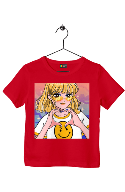 Children's t-shirt with prints Yellow Girl. Anime, girl, smiley. 2070702
