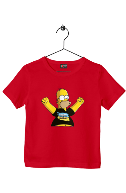 Футболка дитяча з принтом "Сімпсон та російський корабель". Війна, гомер, гомер сімпсон, марка корабель, патріот, перемога, російський корабель, сімпсон, україна. 2070702